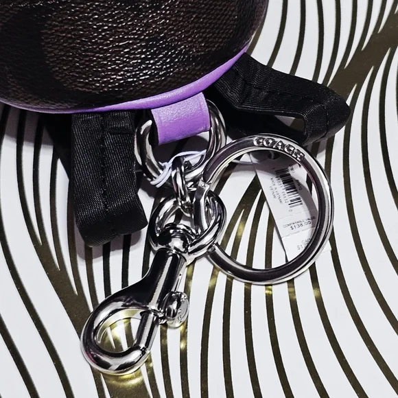 Coach Mini Backpack key chain C7803 bag charm Neon Multicolors Purple Orange NEW - Picture 4 of 11